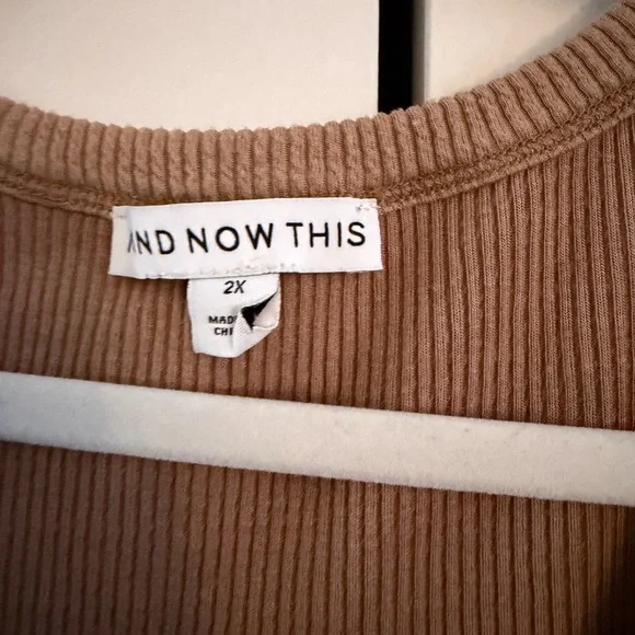 And Now This Women's Tan Ribbed Long Sleeve Tee - Picture 2 of 9